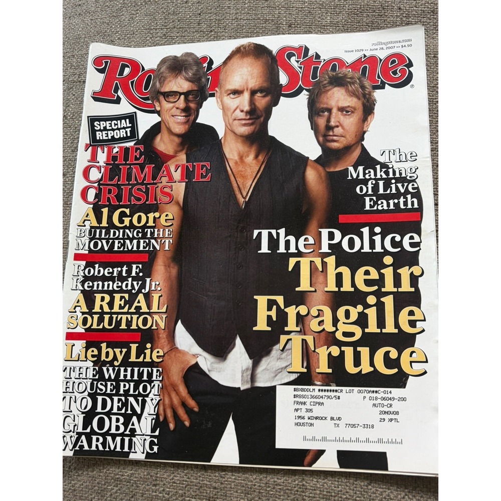 Y2k Vintage Rolling Stone Magazine June 2007 #1029 The Police Sting Rock Music